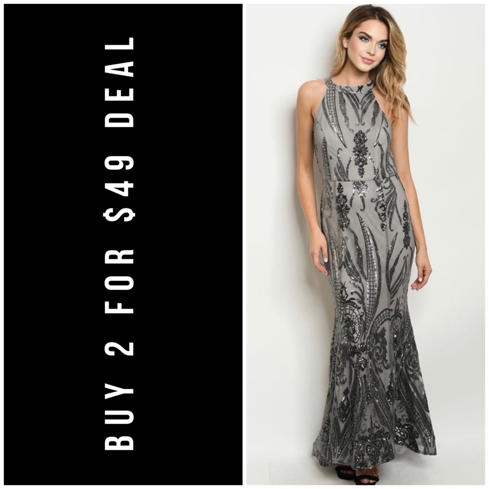 BEAUTIFUL GRAY SEQUINS DRESS